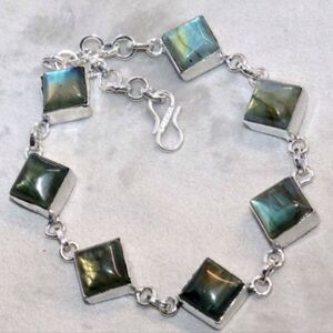 Labradorite Gemstone 925 Sterling Silver Handmade Bracelet
